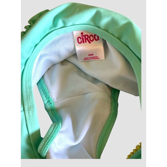 Circo Infant toddler Girls Swim Suit 18 Months blue green ruffles 2 piece Euc - Picture 4 of 5